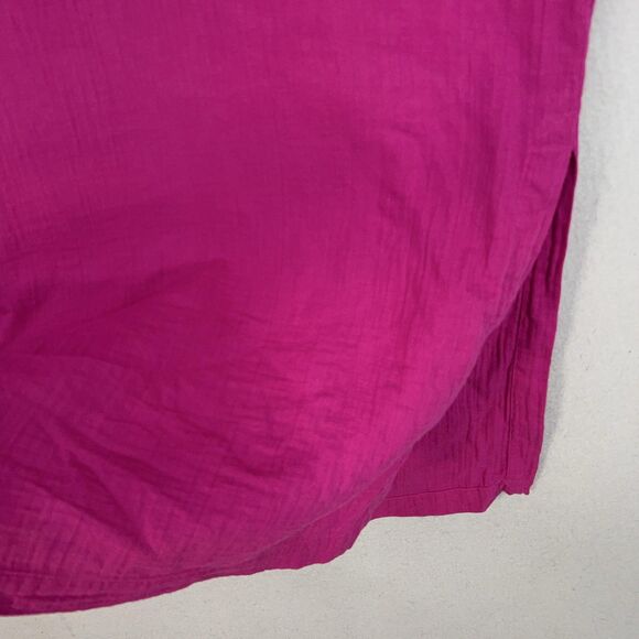 Eileen Fisher Dress Womens Small Magenta Fuchsia Pink Crinkle Gauze Coastal Luxe - Picture 4 of 14
